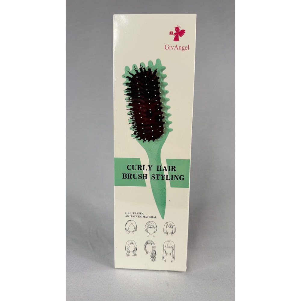 GivAngel Curly Hair Brush Styling High Density Nylon Bristles Anti-Static Green